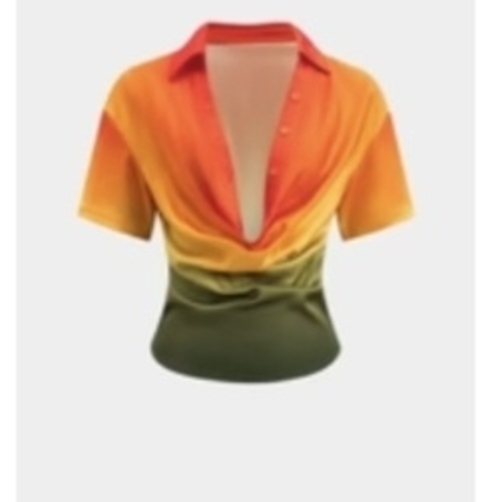 Gradient Orange and Green Women's Top
